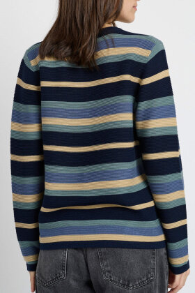 Lind - LiFaya Blokstribet Strik - Navy