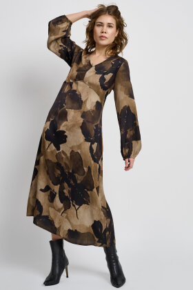 Elton - ETKarla Smuk Printkjole - Brun