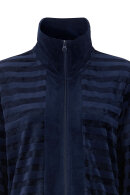 Damella - Stribet Velour Kåbe - m/ Lynlås - Navy