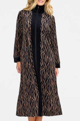 Damella - Elegant Print Kåbe - Lynlås - Sort Damella - Elegant Print Kåbe - Lynlås - Sort