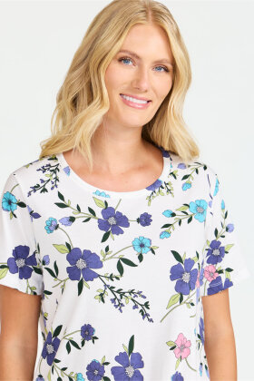 Damella - Natkjole Blomstret Serie - Blå