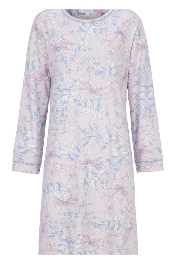 Damella - Kort Natkjole Blomstret - Lyslilla Damella - Kort Natkjole Blomstret - Lyslilla