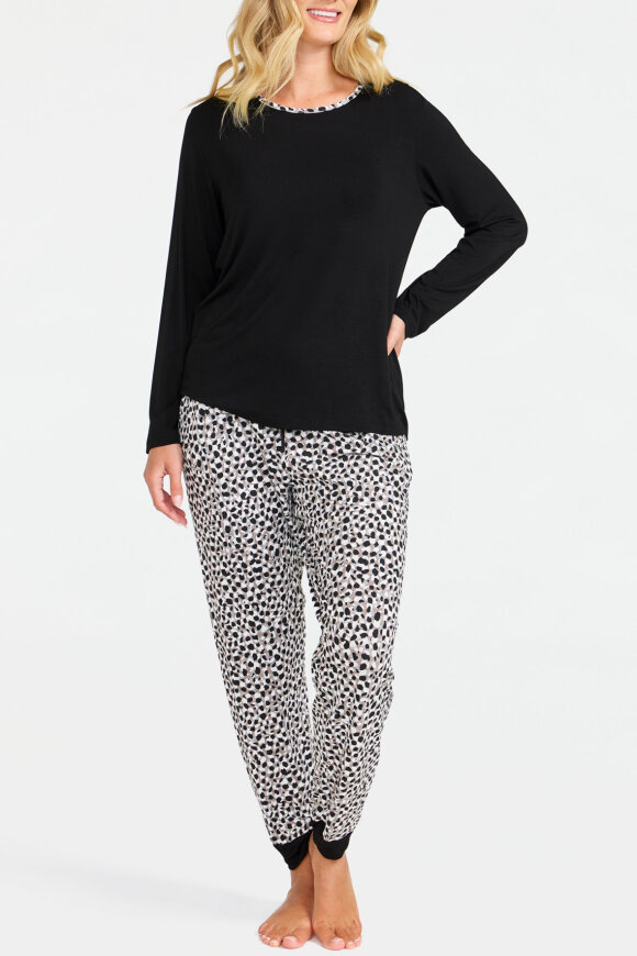 Damella - Bambus Pyjamas - Sort & Nougat