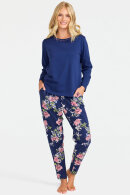 Damella - Pyjamas - Blomster & Bluse - Mørkeblå Damella - Pyjamas - Blomster & Bluse - Mørkeblå