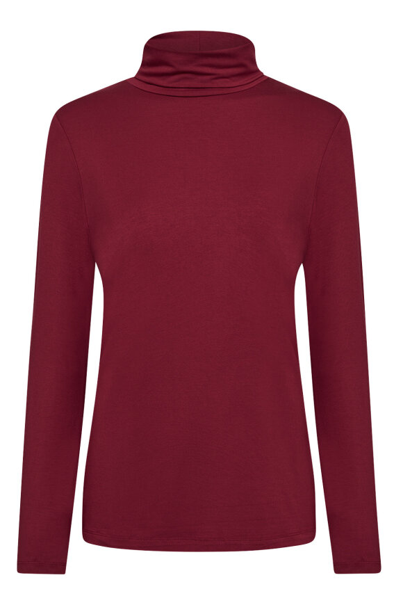 SoyaConcept - SC-Marica 12 - Rullekrave Bluse - Mørkerød SoyaConcept - SC-Marica 12 - Rullekrave Bluse - Mørkerød