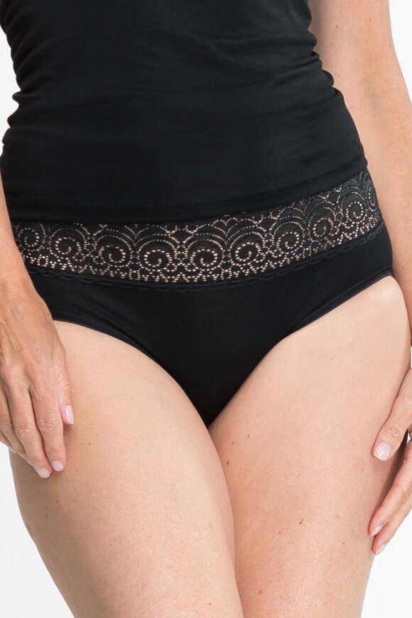 Speidel - Sofia Lace Modal Midislip - Sort Speidel - Sofia Lace Modal Midislip - Sort