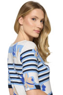 Betty Barclay - T-shirt Striber/Blomster - Blå Betty Barclay - T-shirt Striber/Blomster - Blå