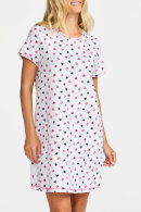 Damella - Bigshirt Natkjole Hjerter - Hvid