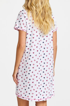 Damella - Bigshirt Natkjole Hjerter - Hvid