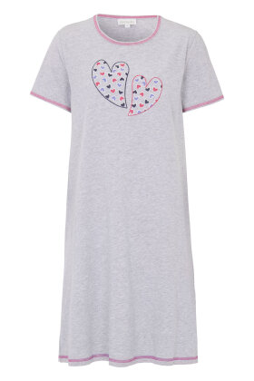 Damella - Bigshirt Natkjole Hjerter - Grå