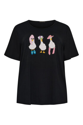 No.1 by OX - Spa Ducks Print T-shirt - Sort
