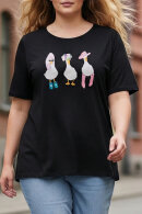 No.1 by OX - Spa Ducks Print T-shirt - Sort