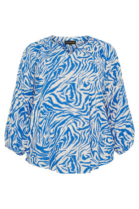 No.1 by OX - Print Tunika Bluse - Blå No.1 by OX - Print Tunika Bluse - Blå