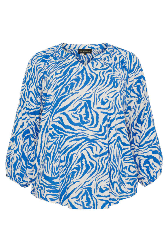 No.1 by OX -  Print Tunika Bluse - Blå