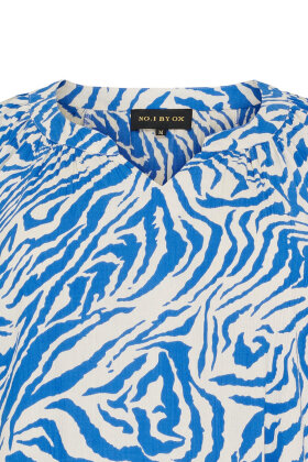 No.1 by OX -  Print Tunika Bluse - Blå