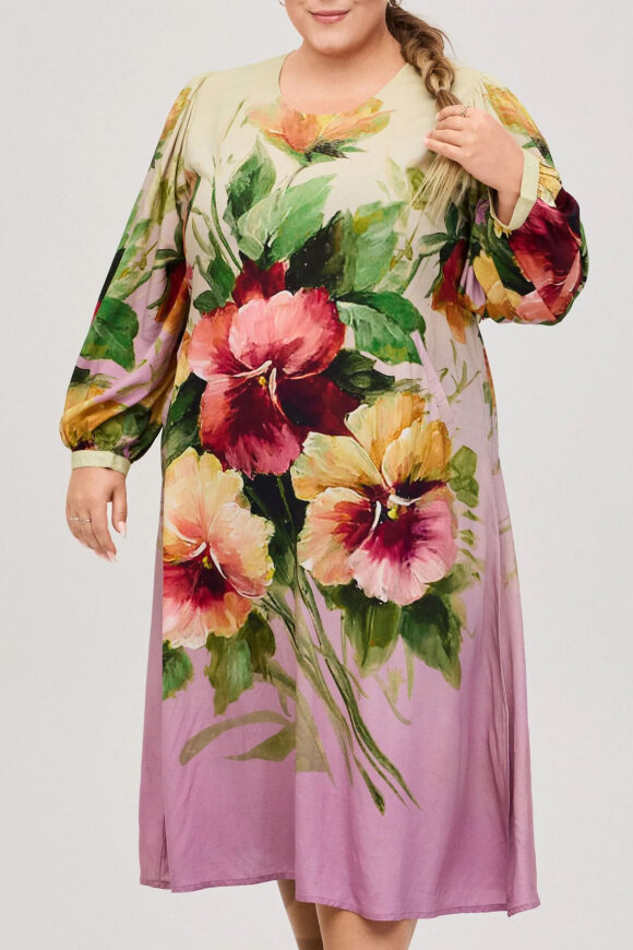 No.1 by OX - Lang Kjole Blomstret - Sand