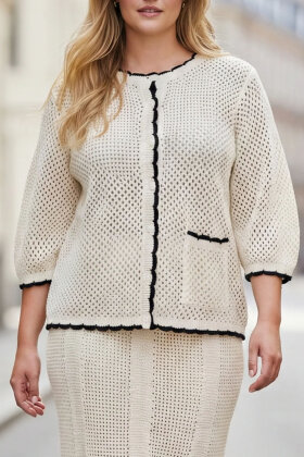 No.1 by OX - Hulstrikket Cardigan - Off White No.1 by OX - Hulstrikket Cardigan - Off White