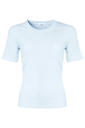 Lind - LiDea T-shirt Stribet - Ribstrikket - Lyseblå