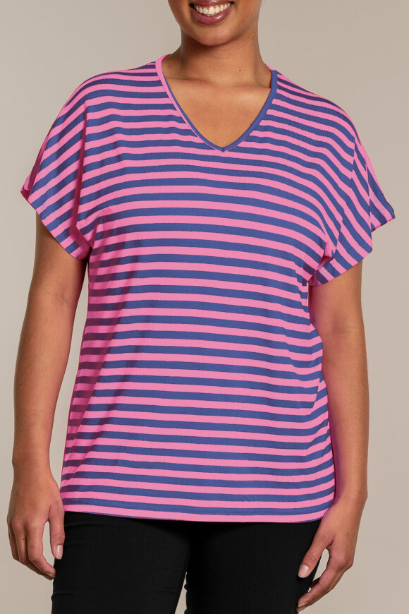 Sandgaard - Amsterdam T-shirt - Striped - Cobolt/Rose