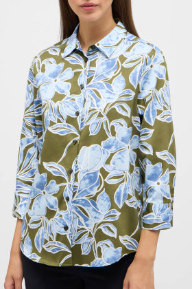 Eterna - Blomstret Print Skjorte - Khaki