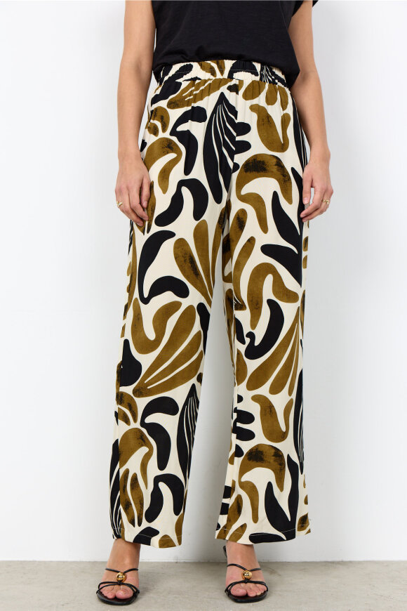 SoyaConcept - SC-Feldi 3-C Print Bukser - Oliven & Sort SoyaConcept - SC-Feldi 3-C Print Bukser - Oliven & Sort