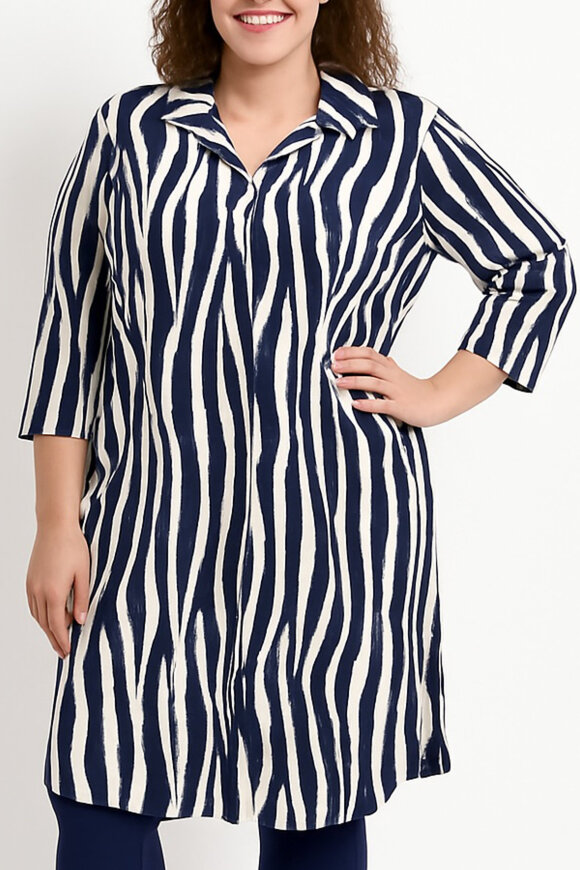 Pont Neuf - PNDavia Zebra Print Kjole - Navy Pont Neuf - PNDavia Zebra Print Kjole - Navy