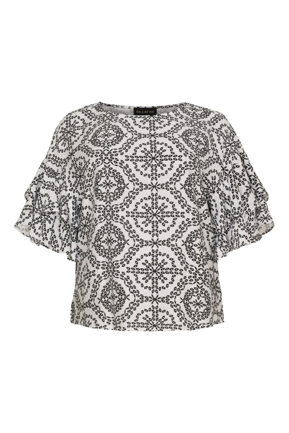 No.1 by OX - Flæse Bluse Mønstret - Sort No.1 by OX - Flæse Bluse Mønstret - Sort
