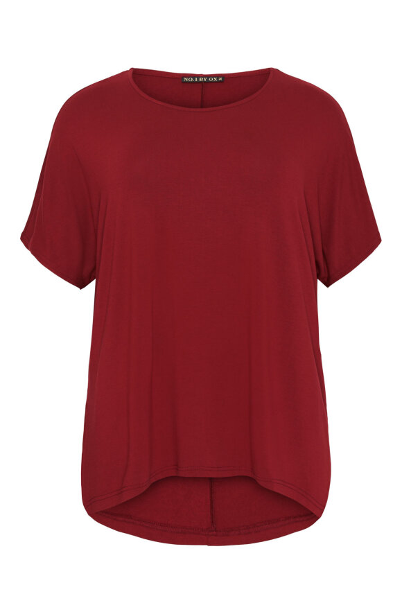 No.1 by OX - T-shirt Basic - Viskose - Mørkerød No.1 by OX - T-shirt Basic - Viskose - Mørkerød