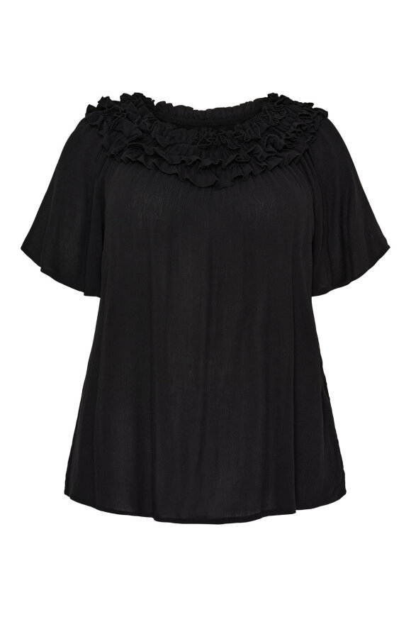 No.1 by OX - Bluse Elastik Krave - Sort