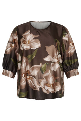 No.1 by OX - Bluse m Blomsterprint - Brun No.1 by OX - Bluse m Blomsterprint - Brun
