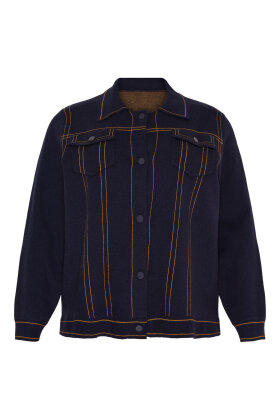 No.1 by OX - Knitted Jeans Cardigan - Blå/Navy