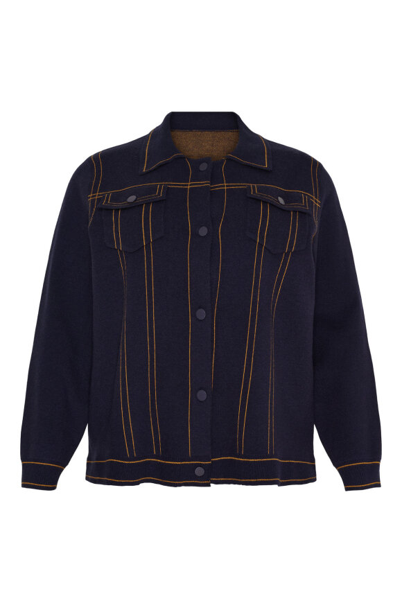 No.1 by OX - Knitted Jeans Cardigan - Blå/Navy No.1 by OX - Knitted Jeans Cardigan - Blå/Navy
