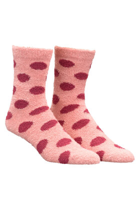 Damella - Fluffy Socks - Pink Dots