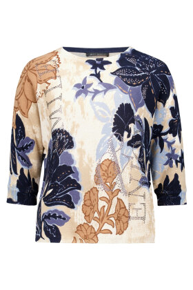 Betty Barclay - Blomstret Strik Pullover - Blå