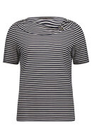 Betty Barclay - Stribet T-shirt Vandfaldskrave - Navy Betty Barclay - Stribet T-shirt Vandfaldskrave - Navy