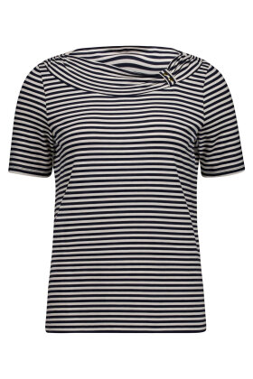 Betty Barclay - Stribet T-shirt Vandfaldskrave - Navy Betty Barclay - Stribet T-shirt Vandfaldskrave - Navy