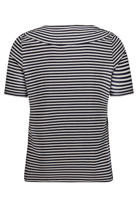 Betty Barclay - Stribet T-shirt Vandfaldskrave - Navy