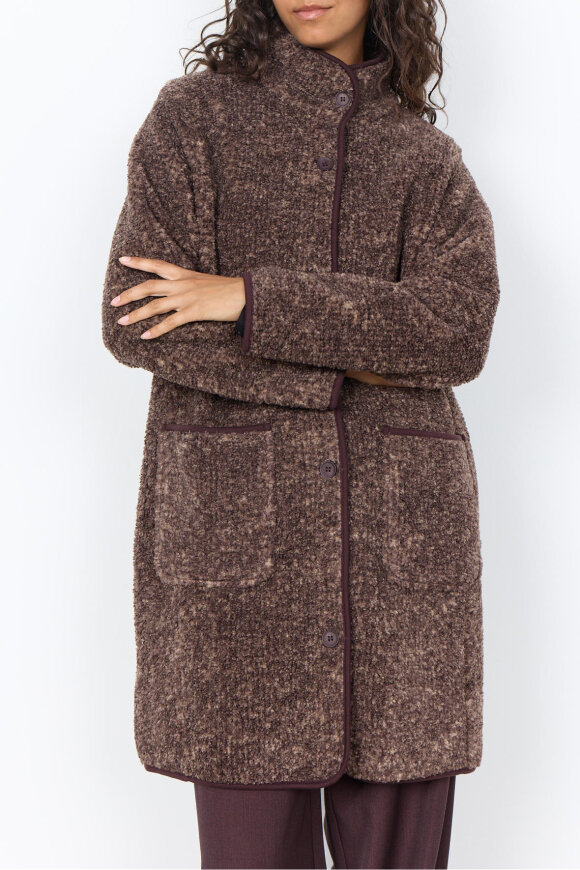 SoyaConcept - SC-Gertrud 5 - Fleece Boucle Jakke - Brun SoyaConcept - SC-Gertrud 5 - Fleece Boucle Jakke - Brun
