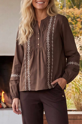 Prepair - Siw Bluse Broderet - Brun Prepair - Siw Bluse Broderet - Brun