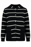 No.1 by OX - Stribet Cardigan m Hætte - Sort & Hvid No.1 by OX - Stribet Cardigan m Hætte - Sort & Hvid